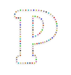 letter p with pushpin