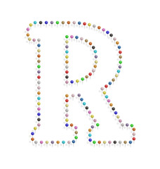 letter r with pushpin