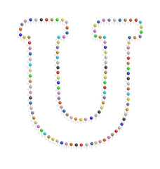 letter u with pushpin