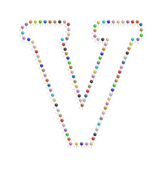 letter v with pushpin