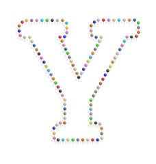 letter y with pushpin