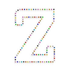 letter z with pushpin