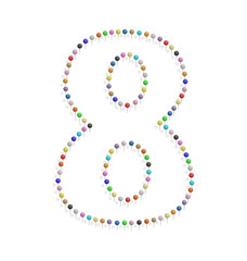 number eight with pushpin