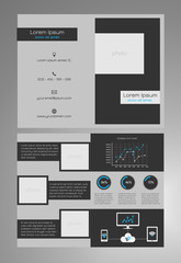 Business bifold brochure template 8,5x11 inches - dark grey