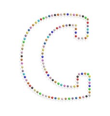 letter c with pushpinc