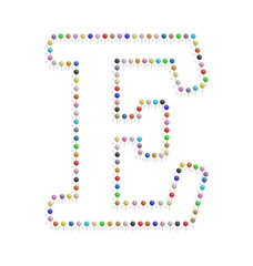 letter e with pushpin