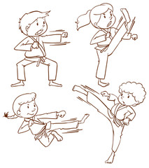 Sketches of people doing martial arts