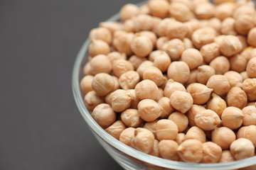 Chickpeas in a glass bowl