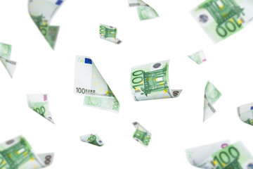 Euro Banknotes Falling