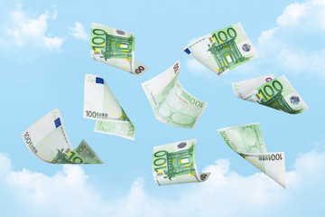 Euro Banknotes Falling