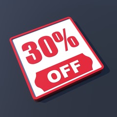 30 percent off on 3D red icon or button