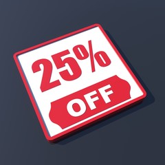 25 percent off on 3D red icon or button