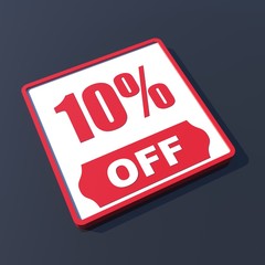 10 percent off on 3D red icon or button