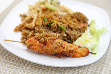 Thai food with Fried rice and Satay