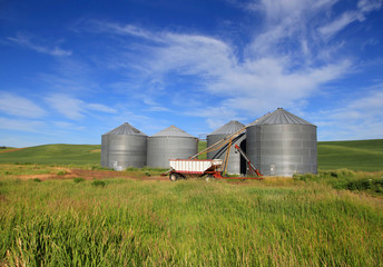 Four small silo s in the farm