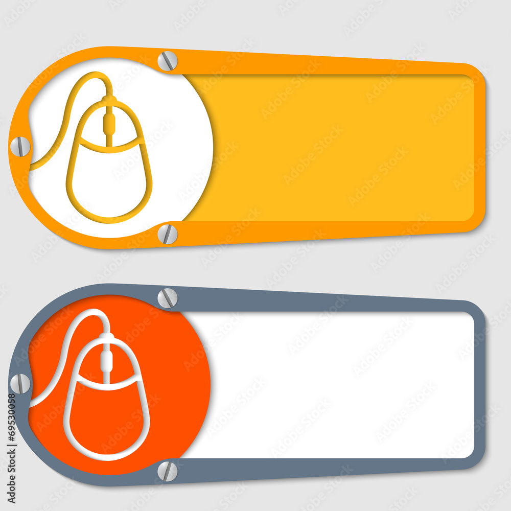 Fototapete set of two boxes for any text with mouse icon