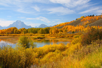 Grand Tetons national park in autumn time