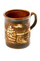 Clay mug handmade with ship