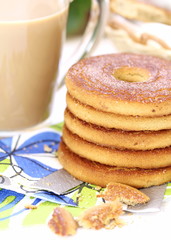 Coffee latte and biscuits