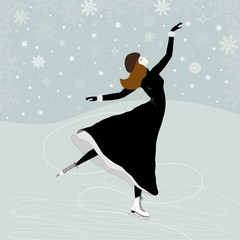 Christmas greeting card with a girl skater © Rouz