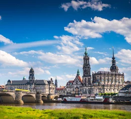 Fotobehang De Bastei Brug De oude stad van Dresden, Duitsland.