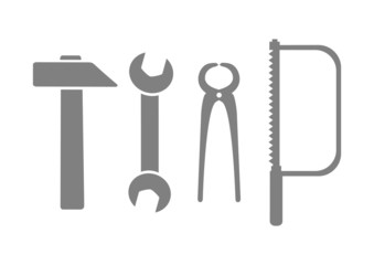Grey tool icons on white background