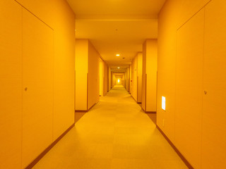 Long corridor with warm light