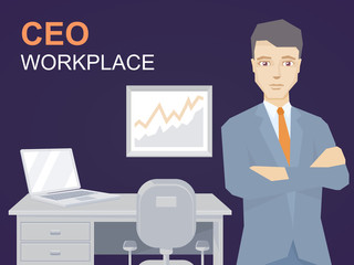 Vector of a portrait of ceo in office background