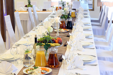 Beautiful wedding decorations on the table before celebration