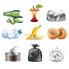 Garbage icons detailed vector set