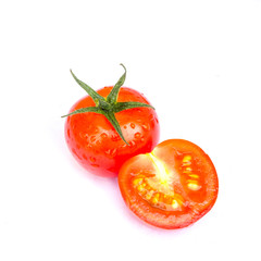 Fresh Tomato with droplet on white background