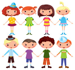Cartoon girls and boys