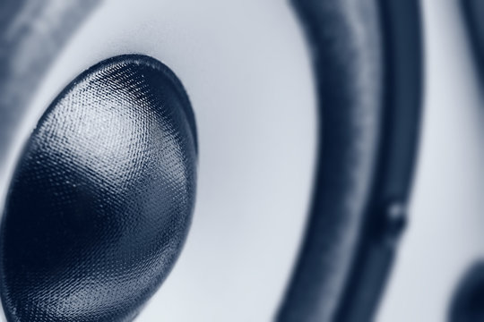 Music speaker. Monochrome close-up photo