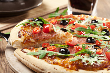 Pizza peperoni on plate