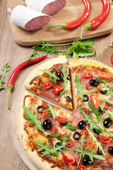 Pizza peperoni on plate