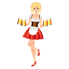 Sexy woman with beer, Oktoberfest vector
