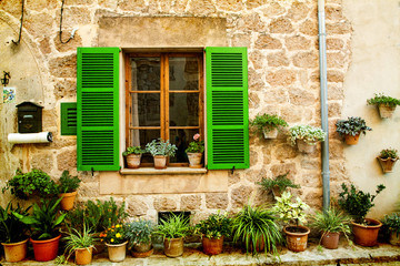 House in village Valldemossa in Mallorca, Spain