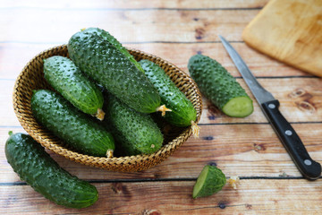 cucmbers in basket, fresh food