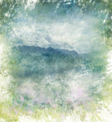 Watercolor Abstract Image Of  Mountains