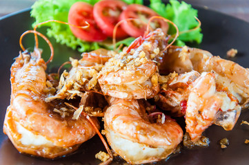 Close up on Traditional Thai dish with spicy shrimps