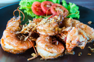 Close up on Traditional Thai dish with spicy shrimps