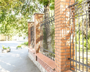 brick fence of the park