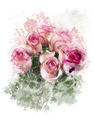 Watercolor Image Of  Roses
