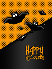 halloween greetings card with moon and bats