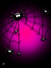 halloween background with spiders and place for text