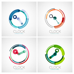 Set of clock, time company logos