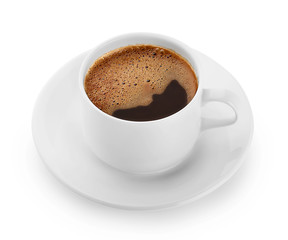 Strong cup of organic coffee with foam