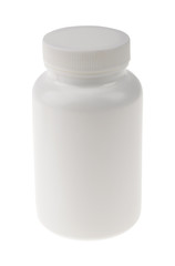 medicine white pill bottle isolated on a white background