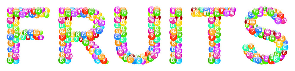 Fruits Word Concept Made Of Vitamins And Minerals