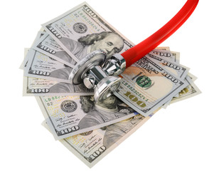 medical treatment and cost concept: stethoscope